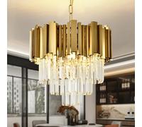 AOOCHOK Lámpara de araña de cristal de oro moderno, accesorios de iluminación, Pequeña lámpara colgante de cristal, adecuada para entradas, pasillos, balcones, porches, restaurantes, Φ40cm