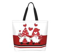 AOOEDM Bolso de mano grande informal con diseño de pareja de gnomos para mujer, con bolsillo interior, reutilizable y bolsa de compras.