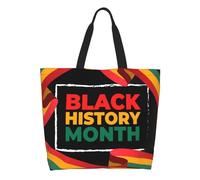 AOOEDM Bolso de mano grande informal para mujer del Mes de la Historia Negra, con bolsillo interior, reutilizable y para ir de compras.