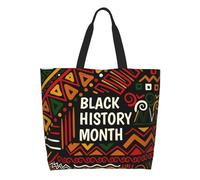 AOOEDM Bolso de mano grande informal para mujer del Mes de la Historia Negra, con bolsillo interior, reutilizable y para ir de compras.