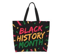 AOOEDM Bolso tote grande informal para mujer con diseño del Mes de la Historia Negra, bolso de hombro con bolsillo interior, bolso de mano reutilizable y bolsa de compras.
