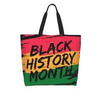 AOOEDM Bolso tote grande informal para mujer con diseño del Mes de la Historia Negra, bolso de hombro con bolsillo interior, bolso de mano reutilizable y bolsa de compras.