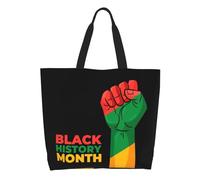 AOOEDM Bolso tote grande informal para mujer con diseño del Mes de la Historia Negra, con bolsillo interior, reutilizable y para ir de compras.