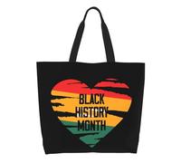 AOOEDM Bolso tote retro del Mes de la Historia Negra para mujer, bolso de hombro grande informal con bolsillo interior, bolso de mano reutilizable para compras.