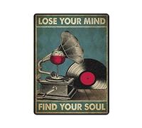 AOOEDM Cartel de música Lose Your Mind Find Your Soul Cartel de chapa vintage Carteles de chapa de metal para hombre Cueva Arte divertido Placa de pared Cocina Bar Pub Cafetería Decoración de pared