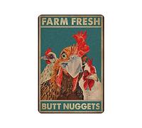 AOOEDM Chicken Coop Farm Fresh Butt Nuggets Letreros de metal para Garage Man Cave Bar Cocina Coffee Tin Sign Nostálgico Wall Decor Signs Vintage Retro Poster