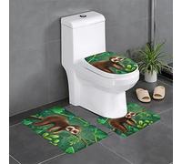 AOOEDM Cute Funny Sloth Relaxing On The Jungle Tree Juego de 3 alfombras de baño, Suaves y cómodas con Respaldo Antideslizante, absorbentes y Lavables a máquina, 24 x 16 Pulgadas
