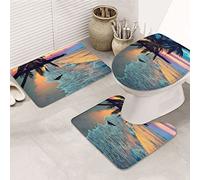 AOOEDM Juego de 3 Alfombrillas Antideslizantes para baño con diseño de Hamaca y Puesta de Sol en Coconut Beach
