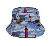 AOOEDM Lighthouses Scene Big Sable Unisex Bucket Hat Summer Travel Beach Sun Hat Wide Brim Fisherman Cap