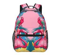 AOOEDM Mochila vintage Mochila de viaje para computadora portátil para mujeres y hombres Mochila para estudiantes universitarios (Compatible con Flamingos Flower Palm Pink Summer Holiday)