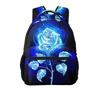 AOOEDM Mochilas de moda Casual Sports College Middle High School Mochila de moda, mochila de viaje ligera para exteriores para computadora portátil para niños y niñas, mochila Burning Blue Rose