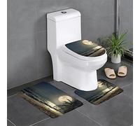 AOOEDM Tropical Beach Palm Tree Night - Juego de 3 alfombras de baño, Suaves y cómodas con Parte Trasera Antideslizante, absorbentes y Lavables a máquina, 24.0 x 16.0 in