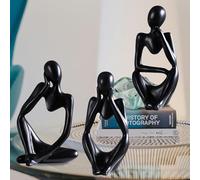 AOOGON 3 figuras de arte abstracto, estatuas decorativas, escultura de pensador, adornos para sala de estar, estantería, mesa de comedor, oficina (negro)