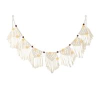AOOHA Macramé Tapiz, Cortina de Macramé para Colgar en la Pared, Tapiz Puerta Boho, con Cadena De Luces Led, Decoración del Hogar para Dormitorio, Decoración de Salón