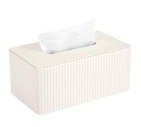 AOOHA Rectangular Piel Sintética Caja de Pañuelos, 25,5x14x11,5 cm Portapañuelos Blanquecino, Rectangular Caja de Pañuelos de Papel para La Oficina en Casa, Decoración de Coche Automotive