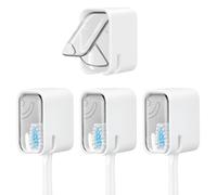 AOOHA Soportes para Cepillos de Dientes Montados en la Pared para Baño,4PCS Adhesivo Portacepillos de Dientes Eléctrico,Eléctrico sin Taladro,Impermeable para Niños y Familia(Blanco Grisáceo)