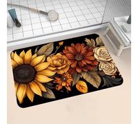 Aoojlo Alfombra Baño Secado Rapido Girasol Alfombrilla Baño Diatomita Antideslizante, Alfombra Ducha Absorbente Fácil Limpieza Lavable Bath Mat Rug para Suelo Entrada Cocina 70x120cm 16-1415