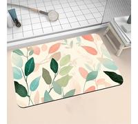 Aoojlo Alfombra Baño Secado Rapido Leaves Alfombrilla Baño Diatomita Antideslizante, Alfombra Ducha Absorbente Fácil Limpieza Lavable Bath Mat Rug para Suelo Entrada Cocina 80x150cm 16-211