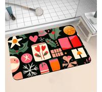 Aoojlo Alfombra Baño Secado Rapido Plants Alfombrilla Baño Diatomita Antideslizante, Alfombra Ducha Absorbente Fácil Limpieza Lavable Bath Mat Rug para Suelo Entrada Cocina 60x90cm 16-1251