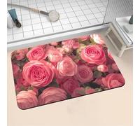 Aoojlo Alfombra Baño Secado Rapido Rose Alfombrilla Baño Diatomita Antideslizante, Alfombra Ducha Absorbente Fácil Limpieza Lavable Bath Mat Rug para Suelo Entrada Cocina 140x200cm 16-1211