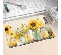 Aoojlo Alfombra Baño Secado Rapido Sunflower Alfombrilla Baño Diatomita Antideslizante, Alfombra Ducha Absorbente Fácil Limpieza Lavable Bath Mat Rug para Suelo Entrada Cocina 40x60cm 16-1323
