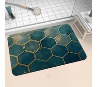 Aoojlo Alfombra Baño Secado Rapido Teal Alfombrilla Baño Diatomita Antideslizante, Alfombra Ducha Absorbente Fácil Limpieza Lavable Bath Mat Rug para Suelo Entrada Cocina 70x140cm 16-1125