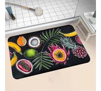 Aoojlo Alfombra Baño Secado Rapido Tropical Alfombrilla Baño Diatomita Antideslizante, Alfombra Ducha Absorbente Fácil Limpieza Lavable Bath Mat Rug para Suelo Entrada Cocina 40x60cm 16-1249