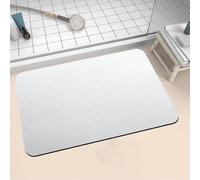 Aoojlo Alfombra Baño Secado Rapido White Alfombrilla Baño Diatomita Antideslizante, Alfombra Ducha Absorbente Fácil Limpieza Lavable Bath Mat Rug para Suelo Entrada Cocina 60x90cm 16-1105