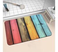 Aoojlo Alfombra Baño Secado Rapido Wood Alfombrilla Baño Diatomita Antideslizante, Alfombra Ducha Absorbente Fácil Limpieza Lavable Bath Mat Rug para Suelo Entrada Cocina 80x120cm 16-1237