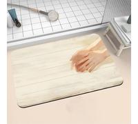 Aoojlo Alfombra Baño Secado Rapido Wooden Alfombrilla Baño Diatomita Antideslizante, Alfombra Ducha Absorbente Fácil Limpieza Lavable Bath Mat Rug para Suelo Entrada Cocina 80x150cm 16-1185