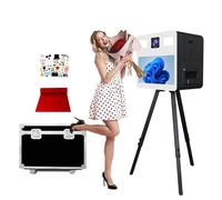 Aookely - Trípode de cámara réflex digital con pantalla táctil de 54,6 cm, altura ajustable para selfie, fiesta de boda, alquiler (negro, cabina fotográfica)