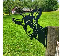 AOOLVY Arte de metal de oveja mirando granja para decoración al aire libre, decoración de valla de jardín, decoración de pared para colgar en el patio trasero, decoración de pared, patio al aire