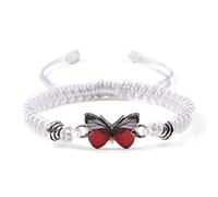 AOOOWER 2/3 pulseras de promesa con dije de corazón, cadena de cuerda, pulseras trenzadas a distancia, para parejas y hermanas, 1630cm, Aleación y cuerda de cera, No es una piedra preciosa