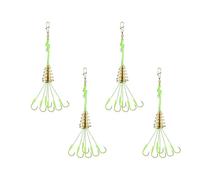 AOOOWER 4 anzuelos esféricos de pesca para explosiones, señuelos de resorte, línea verde, caña de lanzar