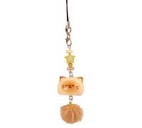 AOOOWER Adorable llavero con diseño de gato de dibujos animados de teléfono, colgante de teléfono de moda, adecuado para estudiantes y mujeres jóvenes, 7cm, Resina, No es una piedra preciosa