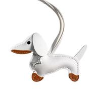AOOOWER Bonito llavero de piel sintética con diseño de perro salchicha, divertido llavero de piel sintética, decoración para niños, 8x13cm, Poliuretano, No es una piedra preciosa