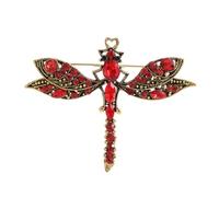 AOOOWER Broche retro de libélulas de cristal, elegante, con diamantes de imitación, accesorio de solapa para mujeres y niñas, SizeApprox.6.1x4.8cm/2.4x1.89inch, Metal, No es una piedra preciosa