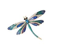 AOOOWER Broche retro de libélulas de cristal, elegante, con diamantes de imitación, accesorio de solapa para mujeres y niñas, SizeApprox.5x7.4cm/1.97x2.91inch, Metal, No es una piedra preciosa