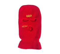 AOOOWER Casco completo de 3 agujeros para esquí, invierno, unisex, negro, negro, clima frío, ajustable, resistente al viento, protección UV, capucha de punto, rosso, Talla única