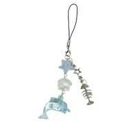 AOOOWER Colgante de concha de delfín con diseño de hueso de pez, diseño de concha, de delfín, accesorio para llavero, 13cm, Como se muestra en la imagen, No es una piedra preciosa