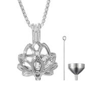 AOOOWER Colgante de flor hueca, urna para mascotas, para cenizas de perro, recuerdos, joyería, urna de cremación para mascotas, collar de cenizas, 3.7x2.5cm, Acero inoxidable, No es una piedra