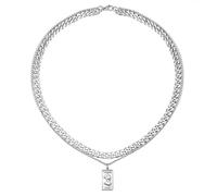 AOOOWER Collar con colgante rectangular de plata punk con cadena de eslabones cubanos para hombres de moda