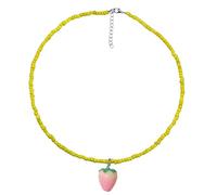 AOOOWER Collar de cuentas de semillas coloridas, colgante de fruta, cadena de clavícula, longitud ajustable, accesorio para mujeres y adolescentes