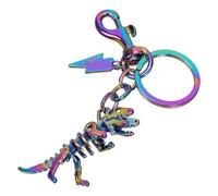AOOOWER Colorido llavero con colgante de esqueleto de dinosaurio, llavero de metal, decoración única para personas de moda, 12CM, aleación, No es una piedra preciosa
