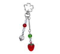 AOOOWER Correa para teléfono con colgante de fresa, fruta, melocotón, llavero, mochila, llavero, decoración para llaves de coche, 11cm, Acrílico y aleación, No es una piedra preciosa
