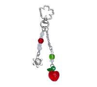 AOOOWER Correa para teléfono con colgante de fresa, fruta, melocotón, llavero, mochila, llavero, decoración para llaves de coche, 11cm, Acrílico y aleación, No es una piedra preciosa
