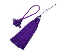 AOOOWER Elegante adorno de borlas de nudo chino de doble tono para decoración del hogar y el coche, flecos tradicionales de felicidad, 7.41x5.07in, poliéster, No es una piedra preciosa