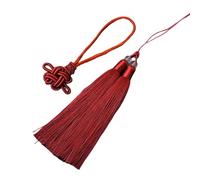 AOOOWER Elegante adorno de borlas de nudo chino de doble tono para decoración del hogar y el coche, flecos tradicionales de felicidad, 7.41x5.07in, poliéster, No es una piedra preciosa