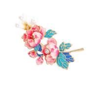 AOOOWER Elegante broche de flor de peonía para mujer con adornos esmaltados y perlas, accesorio de joyería para banquetes o, Size 5.5x3.4cm/2.17x1.34inch, Metal, No es una piedra preciosa