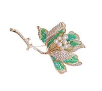 AOOOWER Elegante broche de flores para mujer con adornos de aleación, accesorio de joyería para banquetes o, Size 5x4cm/2.36x1.57inch, Metal, No es una piedra preciosa